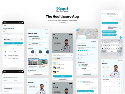 Healthcare App booking health education health reminders healthcare medical mobile app patient prescription management record seamless service provider ui ux
