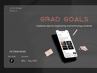 UX Case study - Grad Goals | Guidance app case study define design design process design thinking process education app empathy graduation guidance app highfidelity ideate lowfidelity sketch storyboard ui ui design ux ux case study ux design wireframe