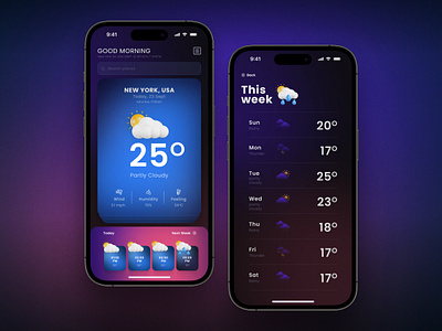 Weather App Concept🌦️📱 android app app interaction best app design design interface ios minimal mobile app mobile designer mobile ui modern forecast temperature ui uiux ux weather weather app weather prediction wind