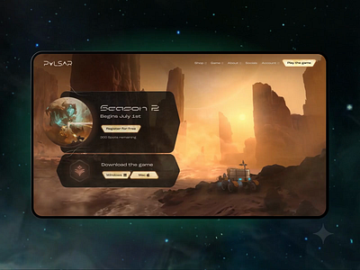 Pulsar animation game rive sci fi ui webdesign