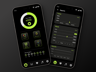 Step counter ai ai art ai fitness app black branding color counter dark design fitness app fitness uiux graphic design illustration logo step step counter stepcounter ui ux