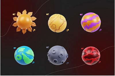 Solar System 3D Icon 3d 3d icon astronomy earth graphic design icon illustration mars moon planet solar system sun venus
