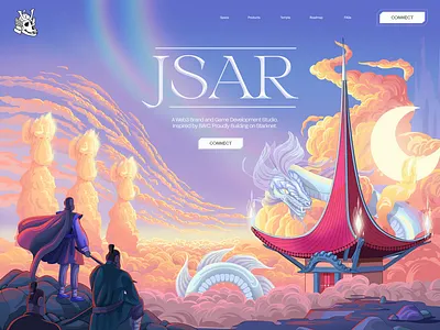 JSAR animation crypto ethereum gaming illustration landing page motion graphics nft starknet ui web design web3 web3 gaming