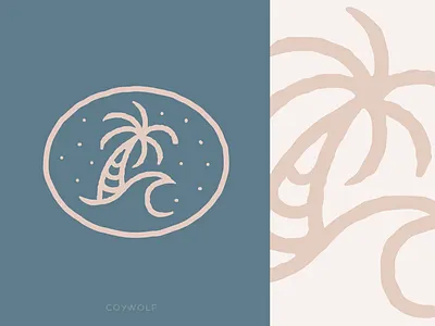 St. Tropez Oval badge beach branding carribbean drawing identity illustration island logo ocean oval pacific palm tree resort retro rustic shore vintage wave wind