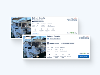 UI design principles - Product card (Boataround) boat boataround card design hierarchy product product card sailing ui ui design principles ux web design website yachting