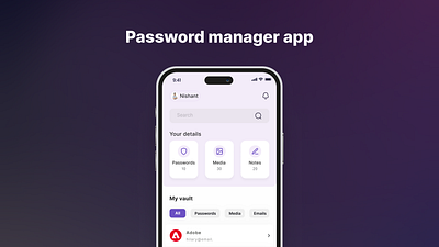 Password manager app app design password manager ui ux