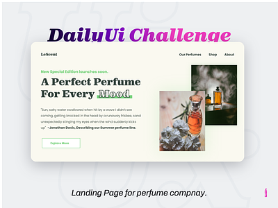 #DailyUi Day 3 - Landing page for perfume company. app dailyui graphic design illustration ui ux webdesign