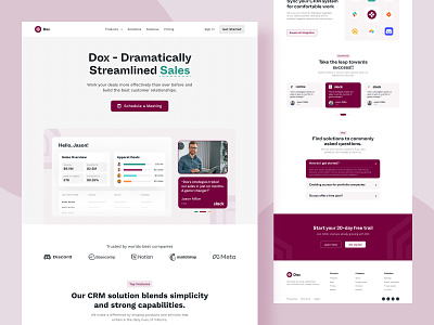 Dox Homepage - A CRM Website Design cold email crm finance free webflow templates landing landingpage lead generation marketing sales software web web design webflow webflow agency webflow design webflow ecommerce webflow experts website wegems