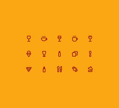 Food and Beverage Icon Set beverage icons branding food icon graphic design icon design icon library icons ui ux icons