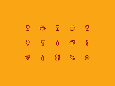 Food and Beverage Icon Set beverage icons branding food icon graphic design icon design icon library icons ui ux icons