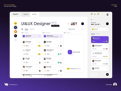 #2 Heywork - Recruitment WebApp Concept application design employee employer enrollment flat hr hr management hr tool interface job managing minimalism recruitment recruting ui ux web application webapp work