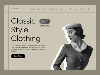 Classic style website- clothing shop app landing landing page product design ui ux web