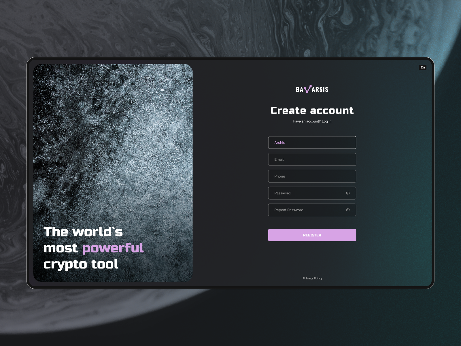 Register page - desktop UI/UX | 💛💙 create create account crypto design design site design. ecom figma landing landing page login page register site ui ux ux.ui web web site