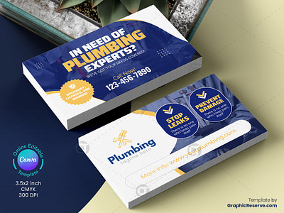 Plumber Business Card Template Canva business card business card design business card template canva canva plumbing business card canva stationery design personal business card plumber plumber business card plumber review card plumbing plumbing service card stationery