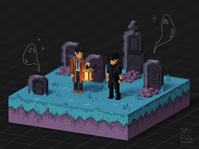 The Darkside Detective Voxel Art 3d game fanart isometric magicavoxel the darkside detective voxel voxel art voxel character voxel game