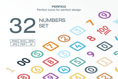 Perfico: Numbers icon set app branding design fun graphic design icon icon set illustration logo minimal typography ui ux vector web website