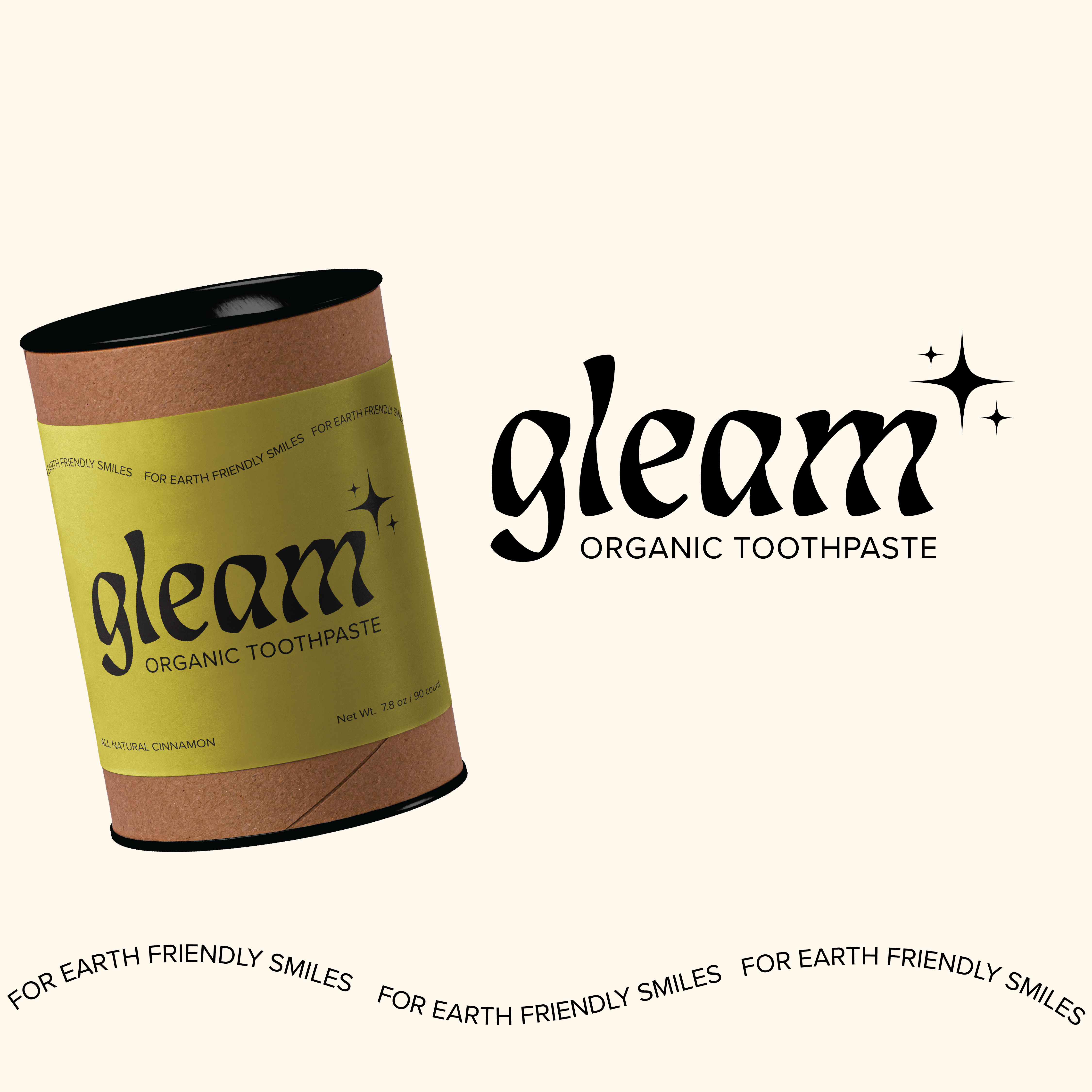 Gleam Organic Toothpaste branding design font graphic design logo