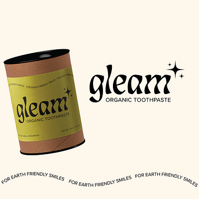 Gleam Organic Toothpaste branding design font graphic design logo
