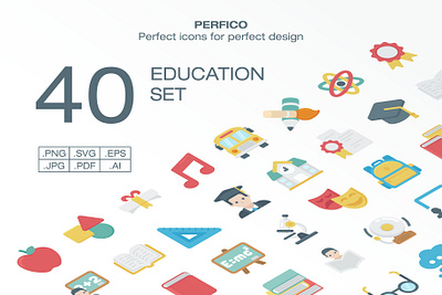 Perfico: Education icon set app branding design fun graphic design icon icon set illustration logo typography ui ux vector web website