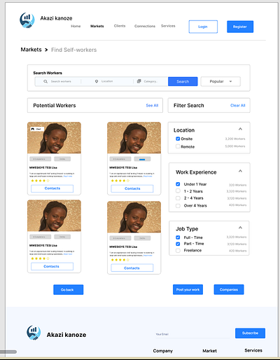 Akazi Kanoze, platform for finding the country's best workers ui