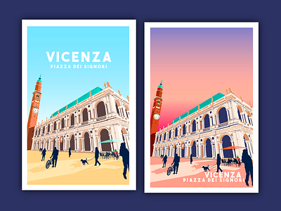 Italian Postcards: Citta di Vicenza design for print gradient graphic design italian italy italy postcard postcard design print production vector vector art