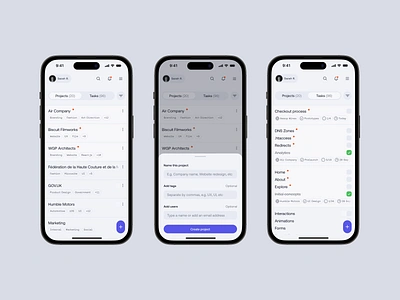 Project management WIP | Mobile add project aeonik app application checklist create project design icons iphone layout mobile pm project management projects segmented controls tasks to do to do list typography ui