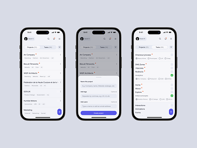 Project management WIP | Mobile add project aeonik app application checklist create project design icons iphone layout mobile pm project management projects segmented controls tasks to do to do list typography ui