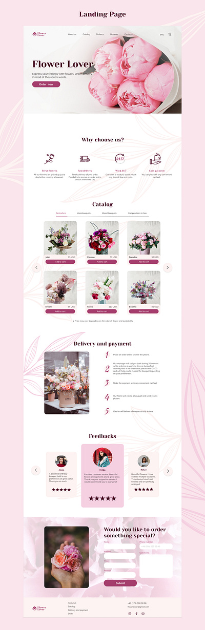 Landing page for flowers delivery design landing page ui webdesign