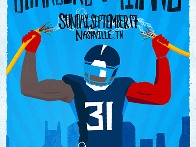 Chargers Vs. Titans Week 2 Gameday Poster - Tennessee Titans color design graphic design hand lettering illustration kelly church nashville nfl photoshop poster procreate tennessee texture titans vector