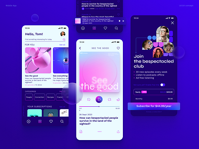 Podcast App app branding concept design mobile podcast ui ux