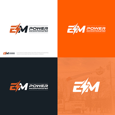 Power Company Logo black branding company electric electrical em emblem fiverr illustrator lettermark logo logodesign logodesigner logos logotype orange power upwork vector wordmark