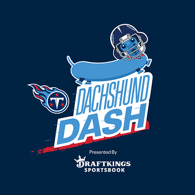Dachshund Dash Logo - TN Titans blue dachshund design fun illustration kelly church logo nfl puppy race titans