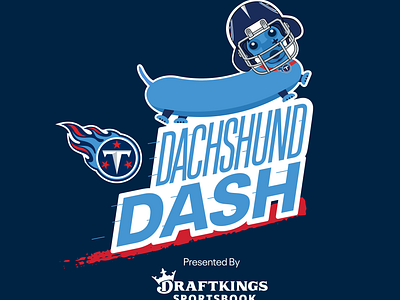 Dachshund Dash Logo - TN Titans blue dachshund design fun illustration kelly church logo nfl puppy race titans