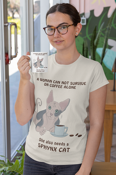 Sphinx cat + coffee branding cat illustration character design mug design printable sphinx cat t shirt design