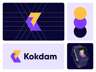 Kokdam - Brand Identity app logo brand identity brand mark branding color creative crypto fintech guidelines icon k letter k logo lettermark logo design logotype monogram presentation saas startup symbol