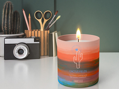 Desert Scent Candle Design cactus candle candle collection design candle design candle label desert design