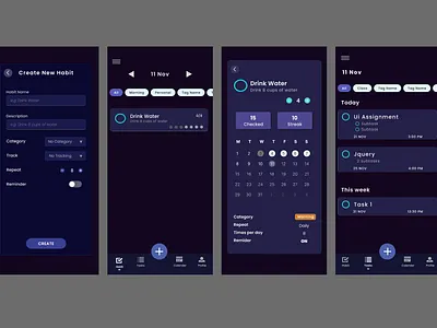 Habit Tracker app prototype app design design figma prototype prototyping tracker ui ui design uiux wireframe