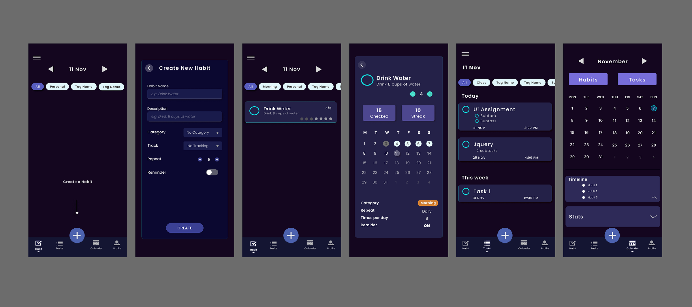 Habit Tracker app prototype by Jemima on Dribbble