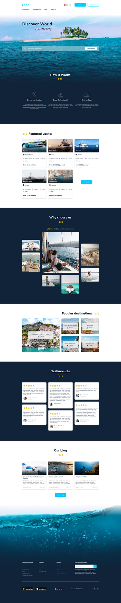 Yacht Charter Booking | Web Design figma ui ux web design
