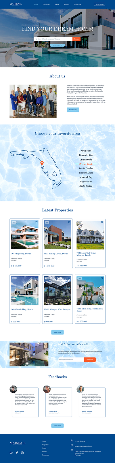 Redesign of real estate website adaptation design landing page ui