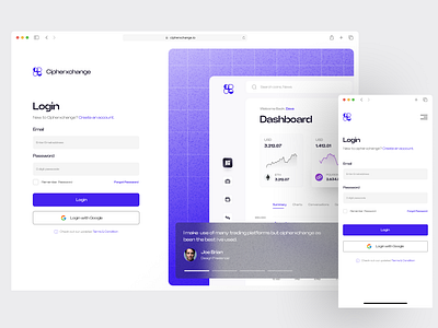 Login Page - Cipherxchange UI dashboard design landing page login register responsive sign in signin testimonial ui uiux ux web app