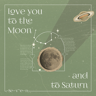 Seven by Taylor Swift 2d constellation design graphic design green illustration love you to the moon lyrics minimalism moon poster saturn seven taylor swift vintage