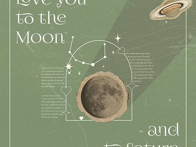 Seven by Taylor Swift 2d constellation design graphic design green illustration love you to the moon lyrics minimalism moon poster saturn seven taylor swift vintage