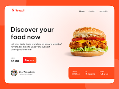 Seagull Food branding burger concept deliver design e commerce food food design web food web version illustration inspiration modern restaurant simple ui ui design ux vector web design webdesign