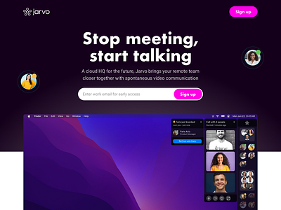 Jarvo - Remote collaboration tool app branding collaboration desktop meeting product product design tool ui ux video chat web design website