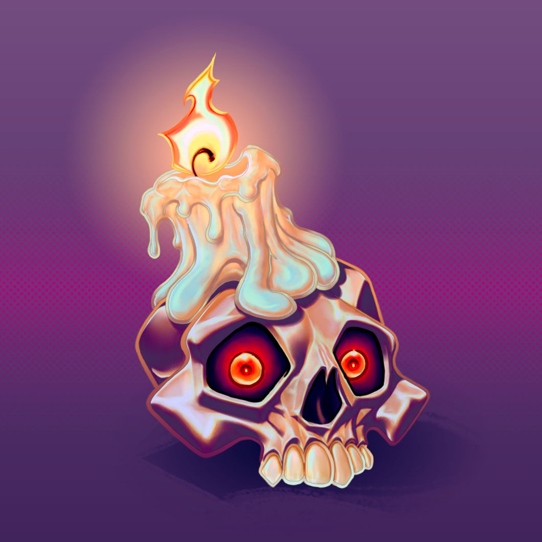 Eustace candle drawing illustration painting skull