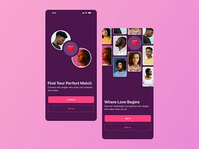 Onboarding Screen app design dating app ui design design mobile app design onboarding screen relationship app ui design ui ui design