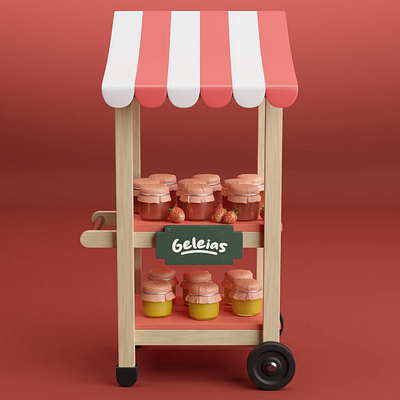 Jam vending cart 3d cartoon jam strawberry