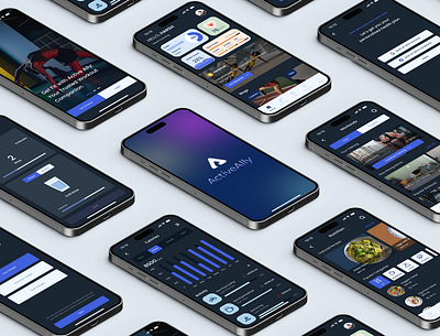 ActiveAlly: Your Fitness Companion active branding case study charts fitness app graphic design graphs healthy healthy life nutrition app prototype statistics ui user interface ux wireframes