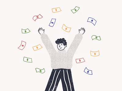 Time to get paid artwork black cartoon character currency design flat fun illustration lineart minimal money payroll simple texture ui vector wire